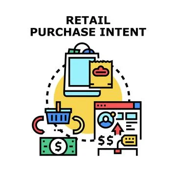 Retail purchase intent analysis measuring consumer spending Stock Illustration