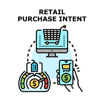 Retail purchase intent measuring consumer buying behavior Stock Illustration