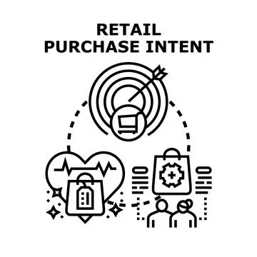 Retail purchase intent targeting consumer buying behavior Stock Illustration