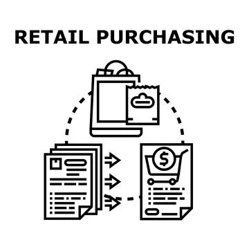 Retail purchasing process analyzing consumer buying habits Stock Illustration
