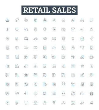 Retail sales vector line icons set. Retail, Sales, Merchandise, Shopping, Store Stock Illustration
