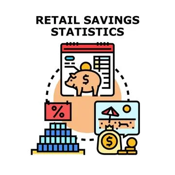 Retail savings statistics analyzing financial planning and future investments Stockillustratie