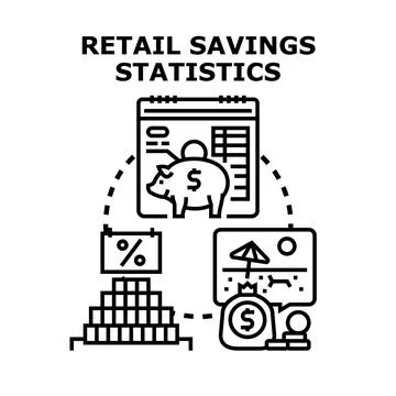 Retail savings statistics analyzing financial planning and future investments Stockillustratie