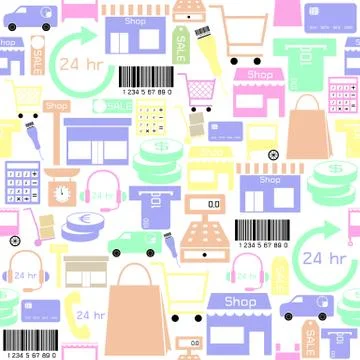 Retail seamless pattern background icon. Illustrazione stock