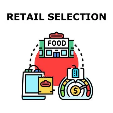Retail selection process comparing best product price Stock Illustration