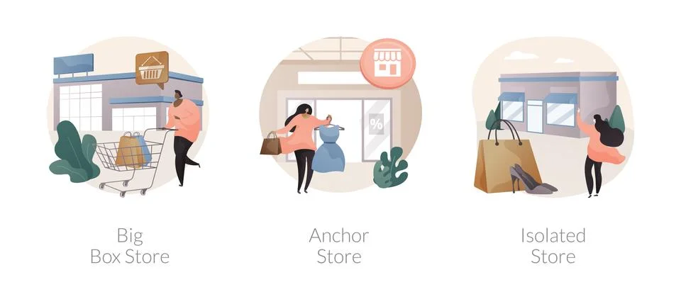 Retail shop abstract concept vector illustrations. Stock Illustration