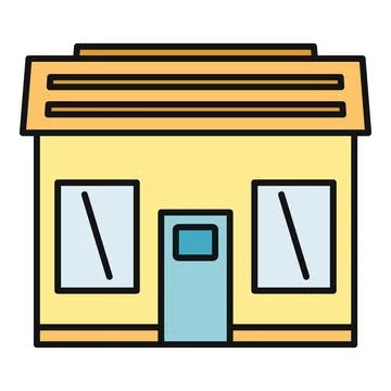 Retail shop building flat vector line icon Ilustración de archivo