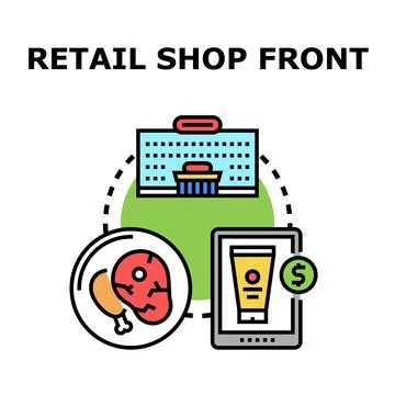 Retail shop front concept vector icon Stock Illustration