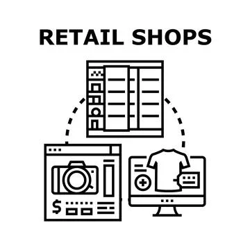 Retail shops e commerce marketplace dropshipping business concept Stock Illustration