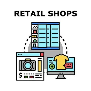 Retail shops e commerce marketplace dropshipping business concept Stock Illustration