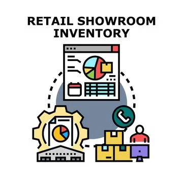 Retail showroom inventory management process concept Stock Illustration