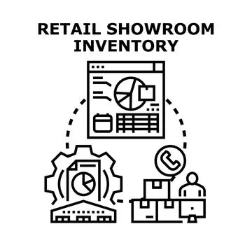 Retail showroom inventory management process concept Stock Illustration