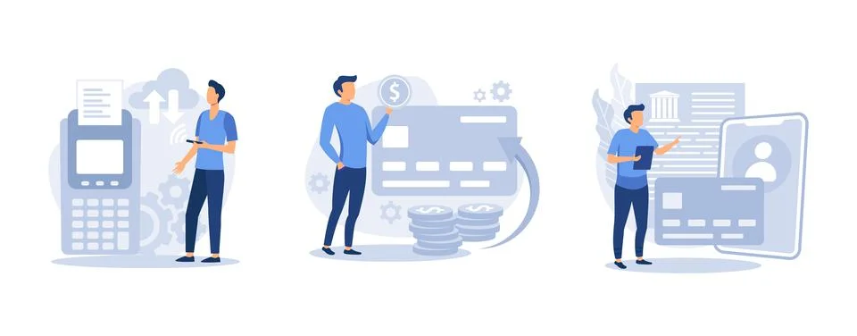 Retail software. Cloud POS, chargeback, card-on-file, sale and transaction da Stock Illustration