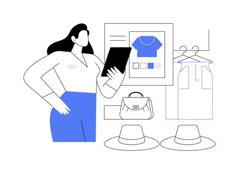 Retail software isolated cartoon vector illustrations. Ilustración de archivo