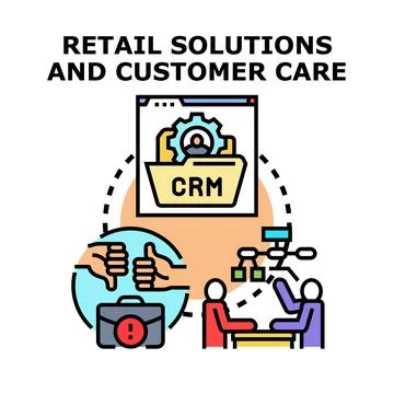 Retail solutions and customer care management concept Illustrazione stock