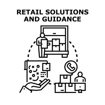 Retail solutions and guidance supporting business operations Stock Illustration