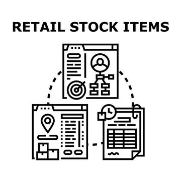 Retail stock items management vector concept illustration Stock Illustration