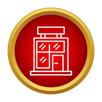 Retail store building icon in red circle Illustrazione stock