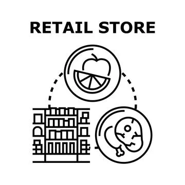 Retail store concept displaying groceries and supermarket products Ilustración de archivo
