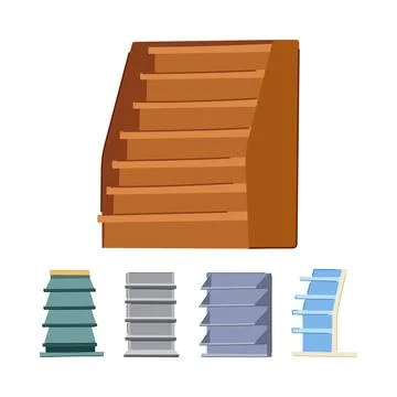 Retail store empty display racks and shelves collection Stock Illustration