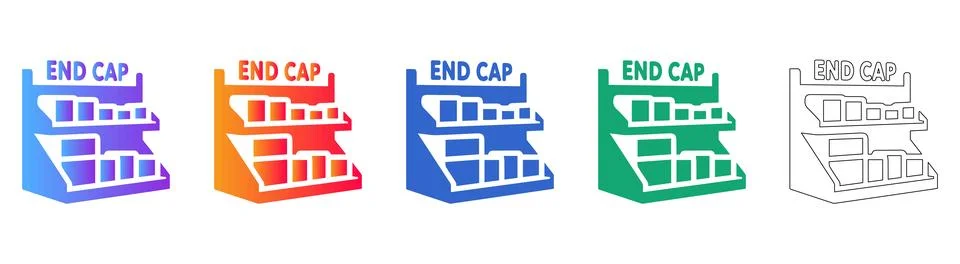 Retail Store End Cap Display Shelving Icon Set Stock Illustration