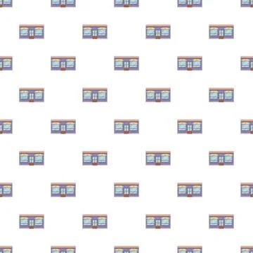 Retail store facade seamless pattern for business background Stock Illustration