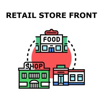 Retail store front facade vector concept illustration Stock Illustration