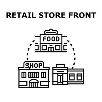 Retail store front facade vector concept illustration Stock Illustration