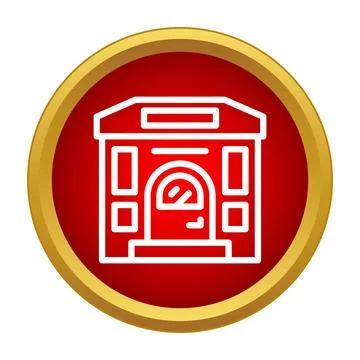 Retail store frontage building icon in red circle Ilustración de archivo