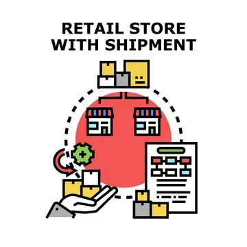 Retail store shipment process with global distribution network Stock Illustration
