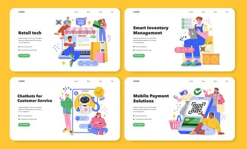 Retail Tech. Flat Vector Illustration Stock Illustration
