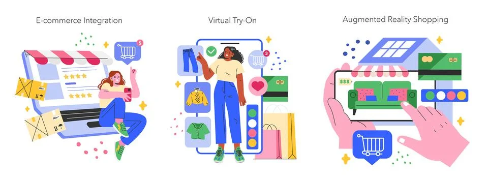 Retail Tech. Flat Vector Illustration Stock Illustration