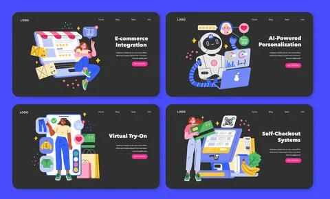 Retail Tech. Flat Vector Illustration 스톡 일러스트