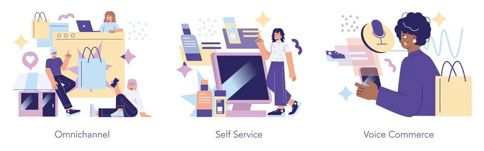 Retail Tech. Flat Vector Illustration Stockillustratie