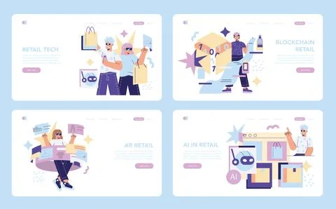 Retail Tech. Flat Vector Illustration Illustrazione stock