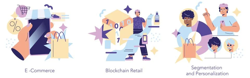 Retail Tech. Flat Vector Illustration 스톡 일러스트