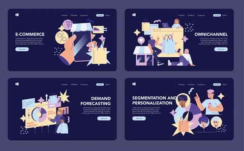 Retail Tech. Flat Vector Illustration Stock Illustration