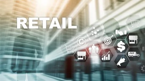 Retail Technology Communication Shopping Virtual Screen Concept. Marketing Data Stock-Illustration