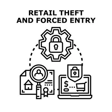 Retail theft and forced entry protection concept Stock Illustration
