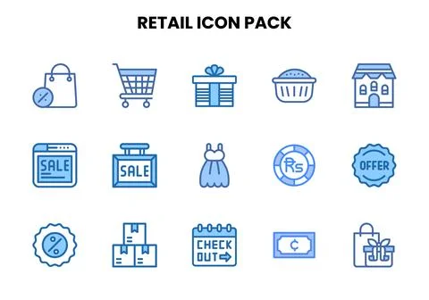 Retail Two Colour Design Icons Pack イラスト素材