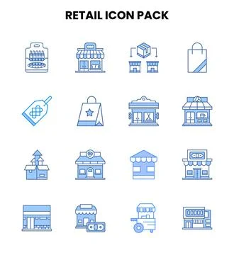 Retail Two Colour Vector Icons Pack Ilustración de archivo