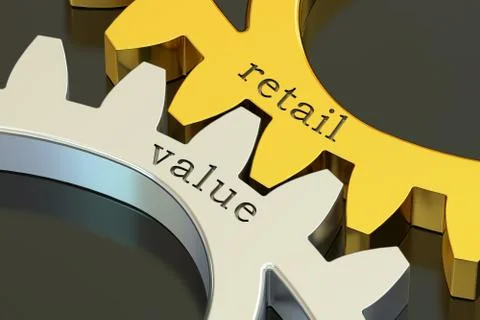 Retail Value concept on the gearwheels, 3D rendering Stock Illustration