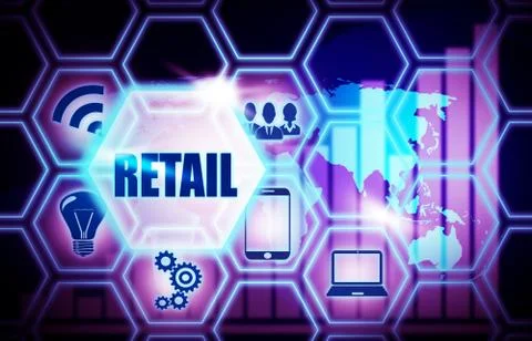 Retail,background model concept Business Internet ,Innovation Computer Data Stockillustratie