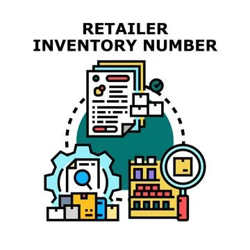 Retailer inventory number processing and management concept Illustration