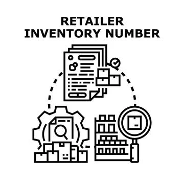 Retailer inventory number processing and management concept Stock Illustration