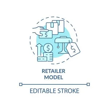 Retailer model blue concept icon Stock Illustration