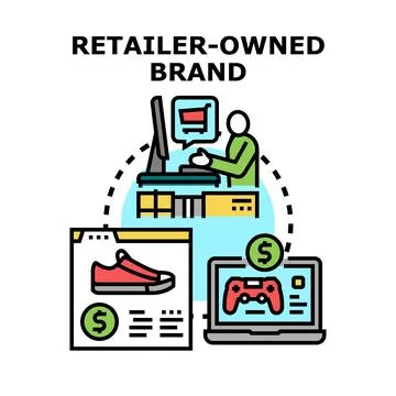 Retailer owned brand developing product strategy and sales Stock Illustration