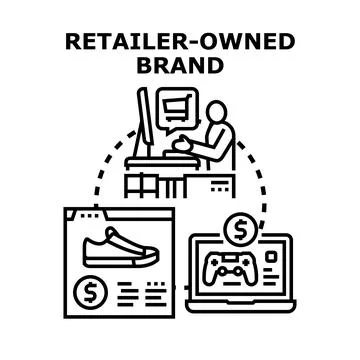 Retailer owned brand developing product strategy and sales Stock Illustration