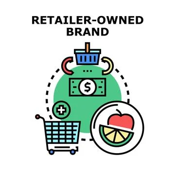 Retailer owned brand private label marketing strategy Stock-Illustration