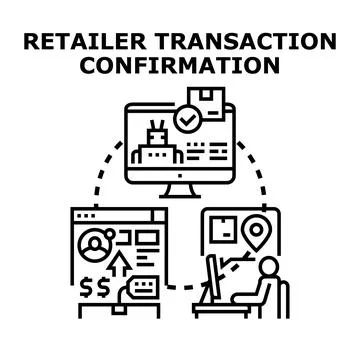 Retailer transaction confirmation process, order, and delivery lifecycle Stock Illustration